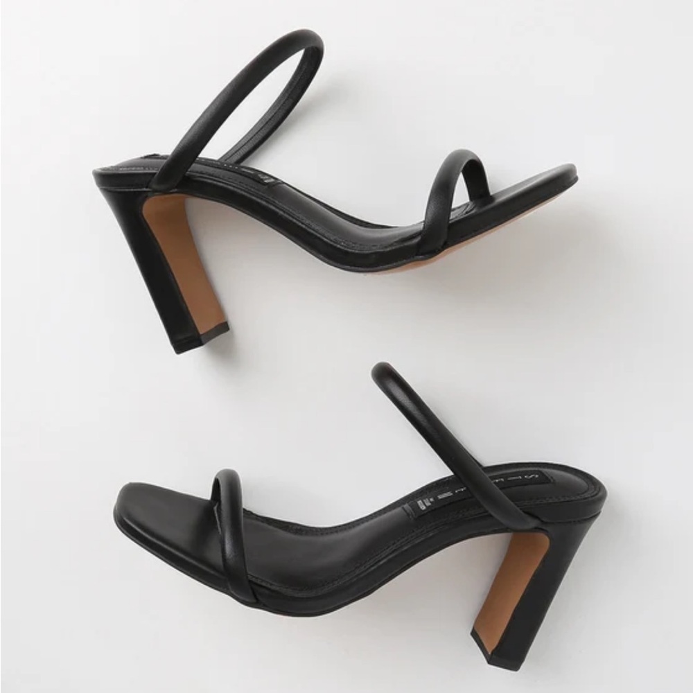 Steven Steve Madden Jersey Black Block Heel Sandals